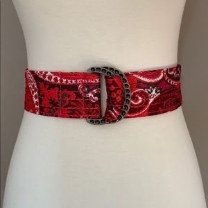 JCrew 100% Silk Quilted Belt M/L Paisley Print